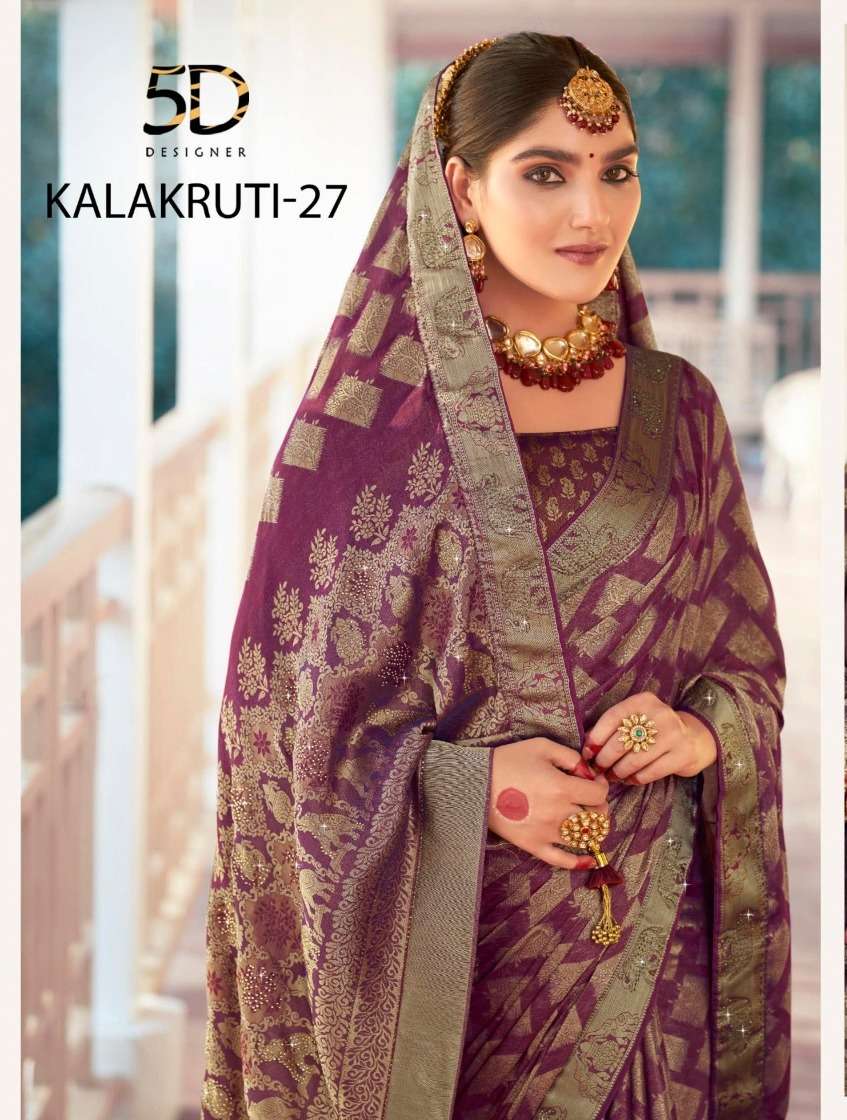 kalakruti vol 27 by 5d designer work indian wedding sarees supplier 