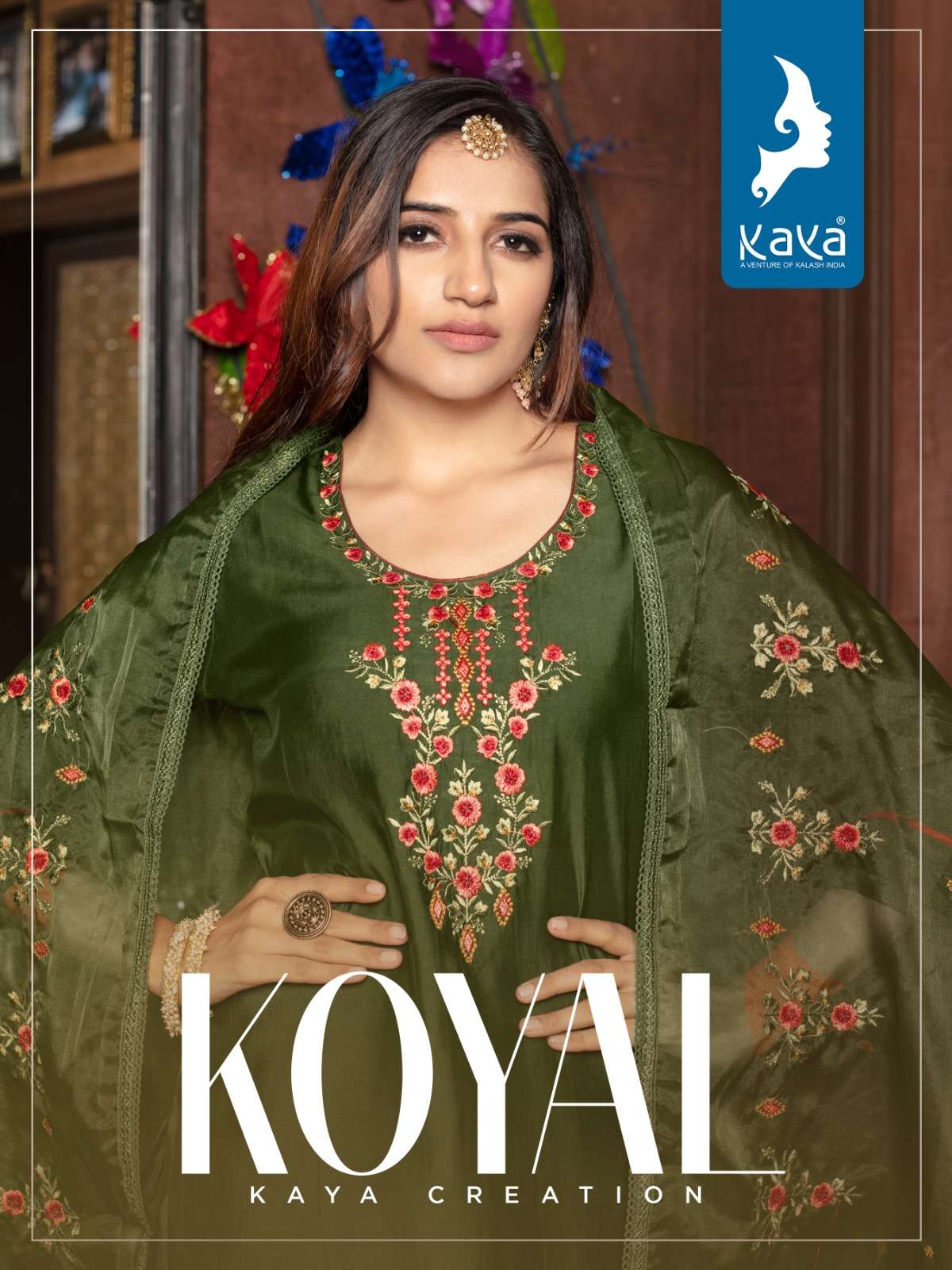 kaya present koyal fancy 3pcs set amazing neck work kurti with pant and dupatta catalog