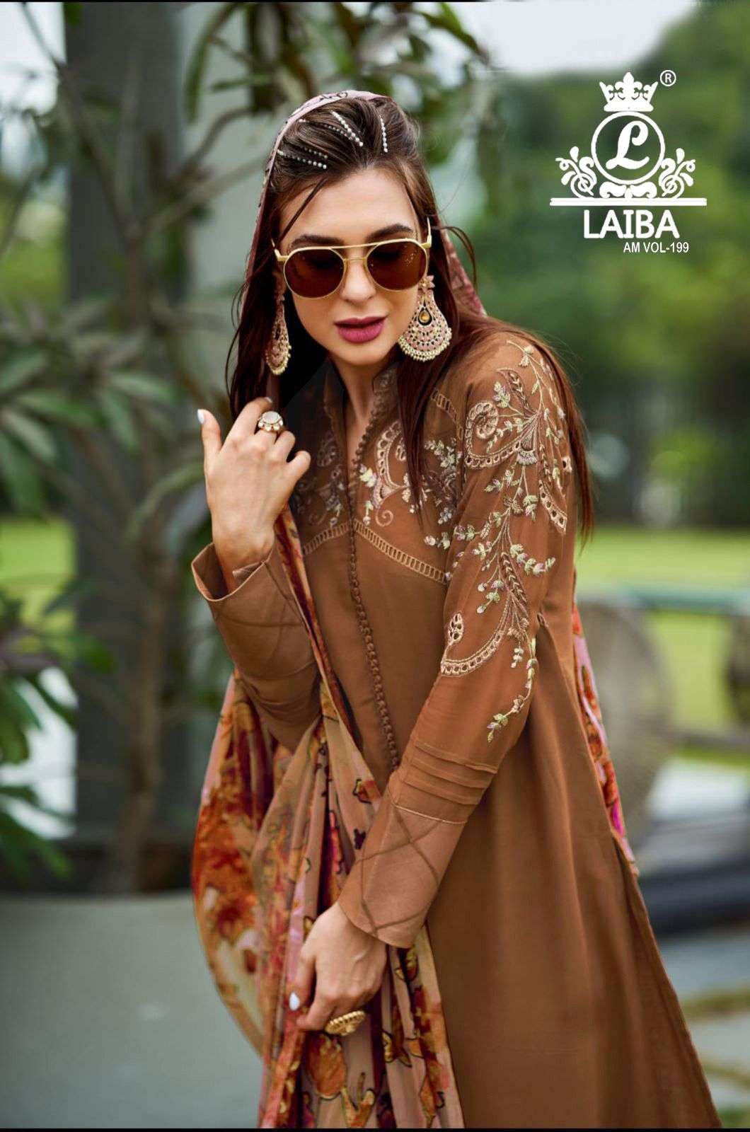 laiba am vol 199 designer work pakistani front slit kurti with pant and digital dupatta catalog