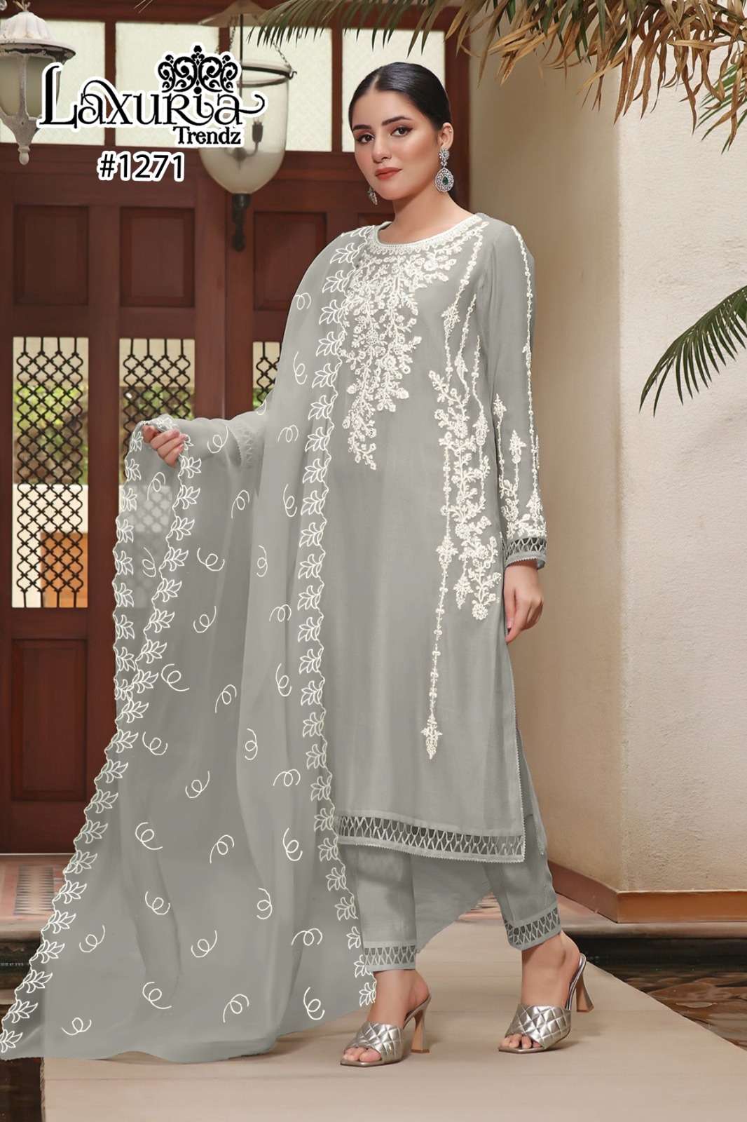 laxuria 1271 fancy designer work stylish pakistani kurti with pant and dupatta