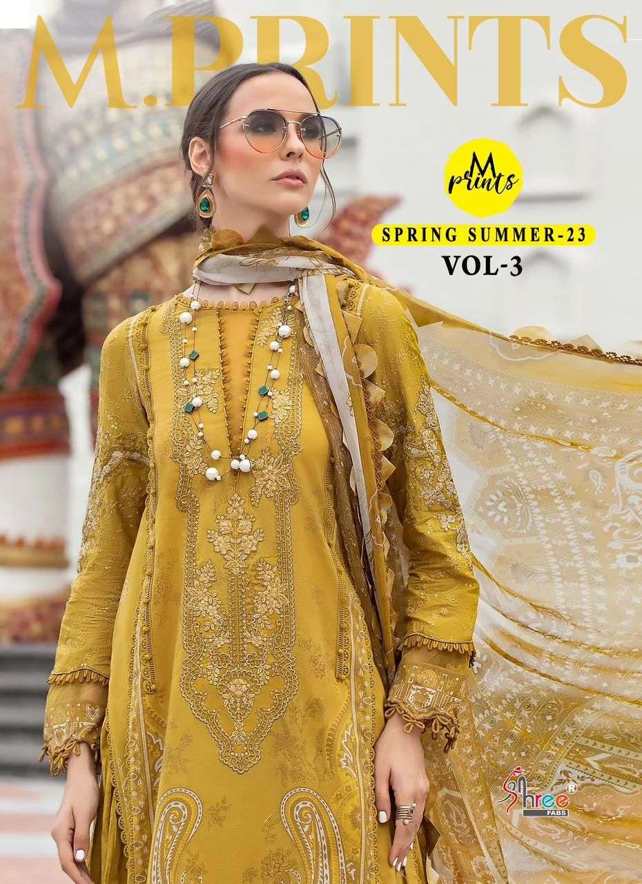 m print spring summer 23 vol 3 by shree fabs exclusive print embroidery pakistani suits