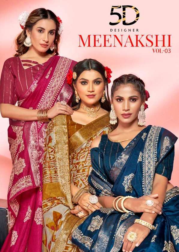 meenakshi vol 3 by 5d designer amazing fancy sarees collection 