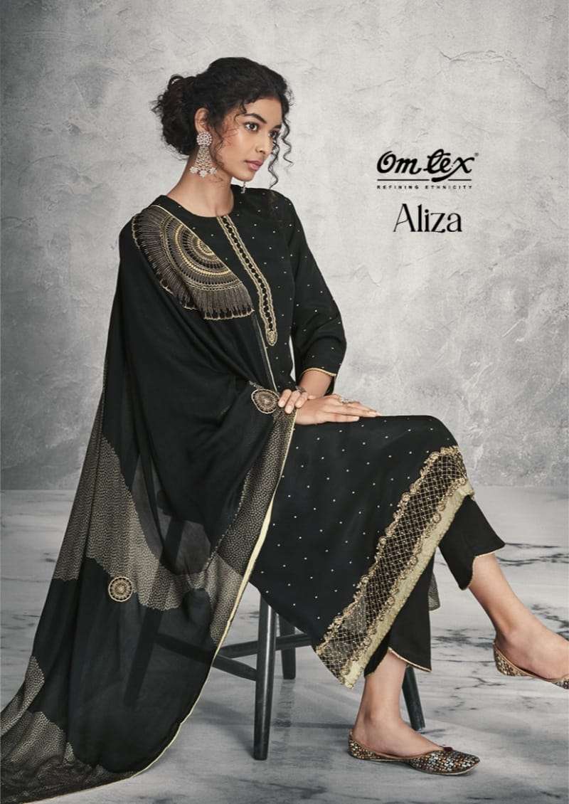 omtex present aliza amazing embroidery work dress material with muslin digital dupatta