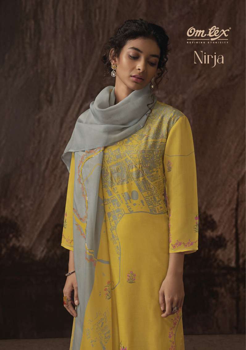 omtex present nirja fabulous digital print with work dress materials