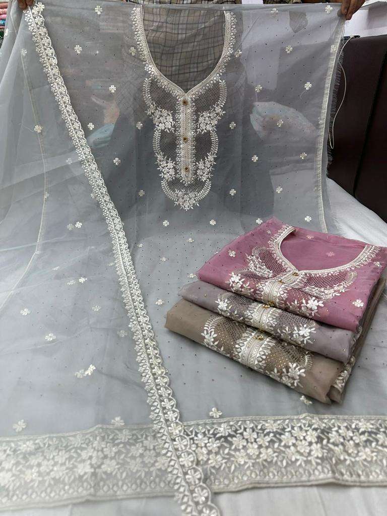 pr 1113 pure organza pakistani work designer ladies suits wholesaler 