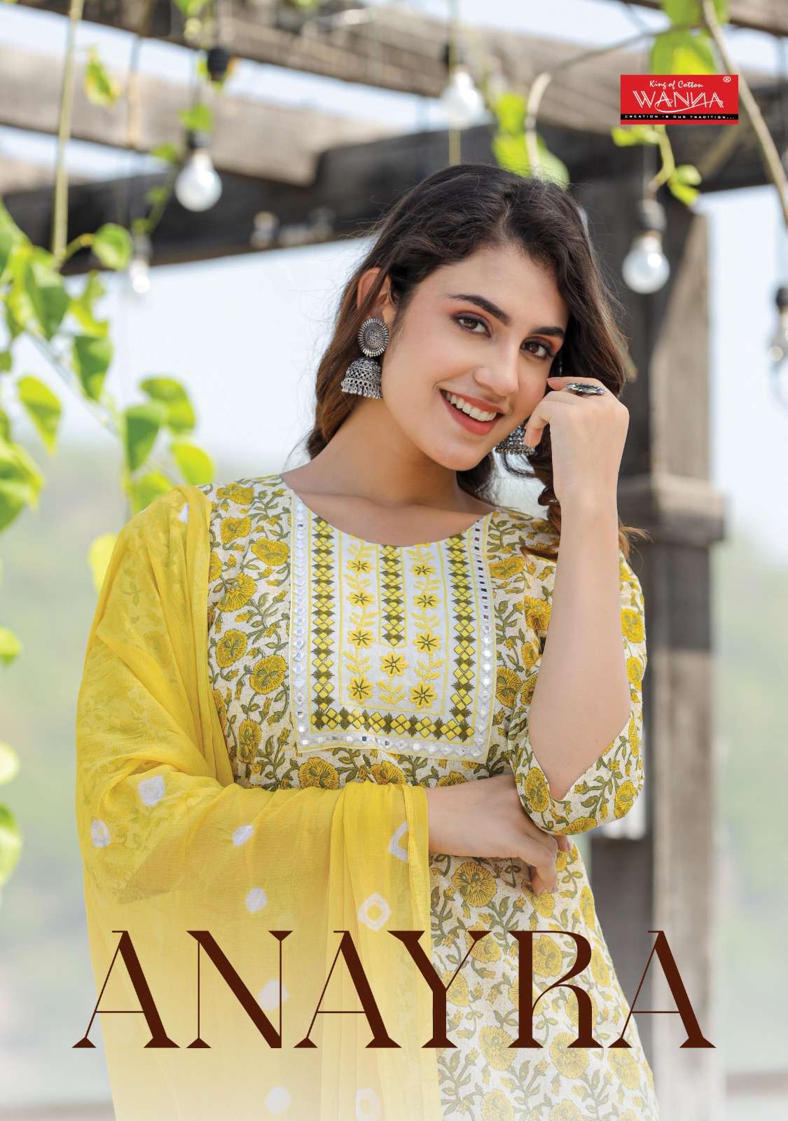 wanna present anayra fancy 3pcs set cotton thread work kurti with pant and chiffon dupatta catalog 