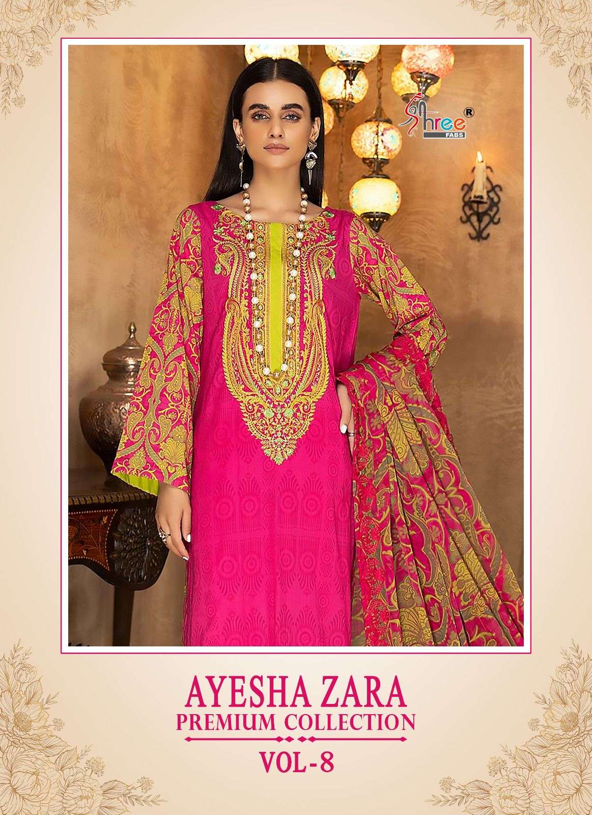 ayesha zara premium vol 8 by shree fabs exclusive patch work pakistani salwar kameez material