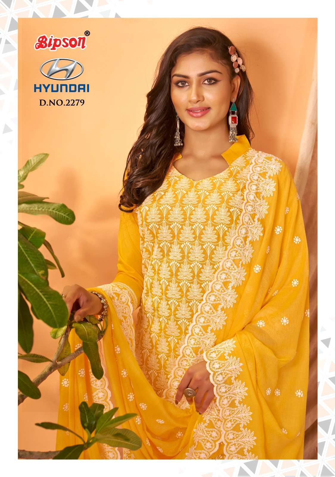 bipson fashion hyundai 2279-2280-2281 fancy schiffli embroidery work cotton ladies suits wholesaler