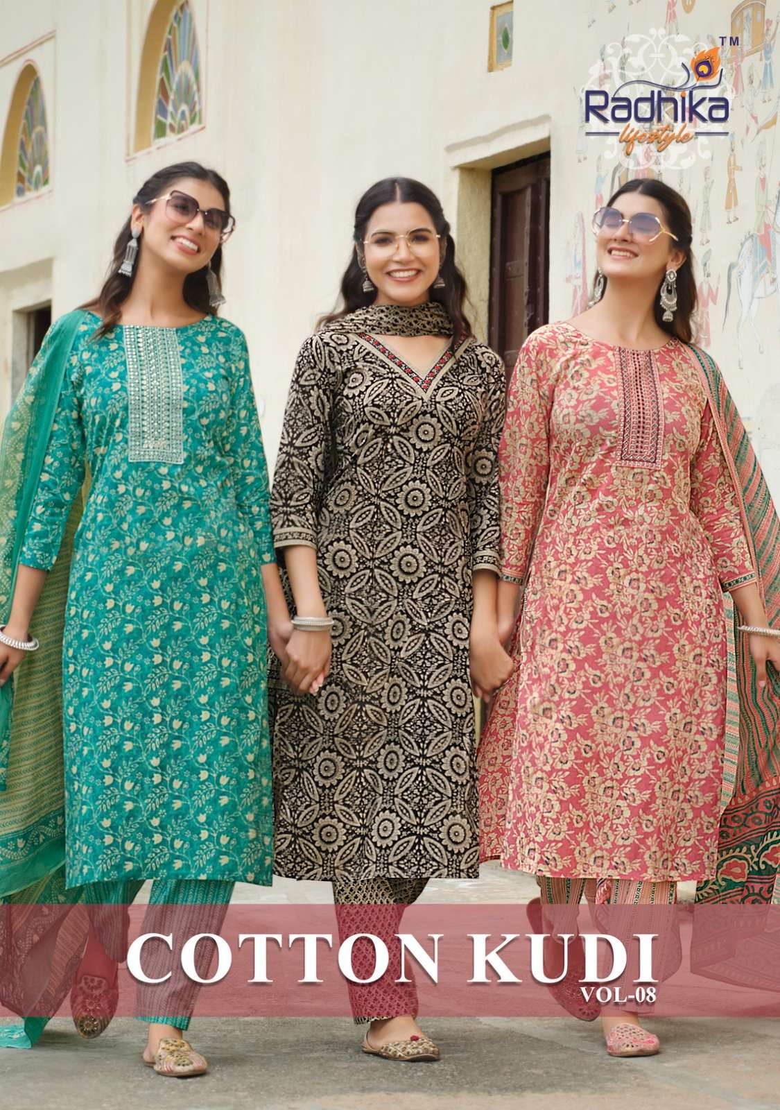 cotton kudi vol 8 by radhika lifestyle beautiful print readymade cotton ladies 3pcs suits