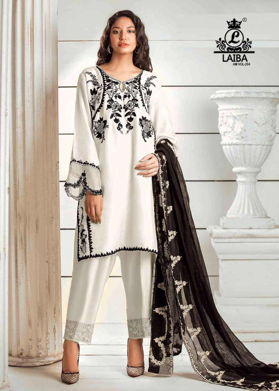 laiba am vol 204 fancy embroidery work readymade pakistani salwar kameez supplier