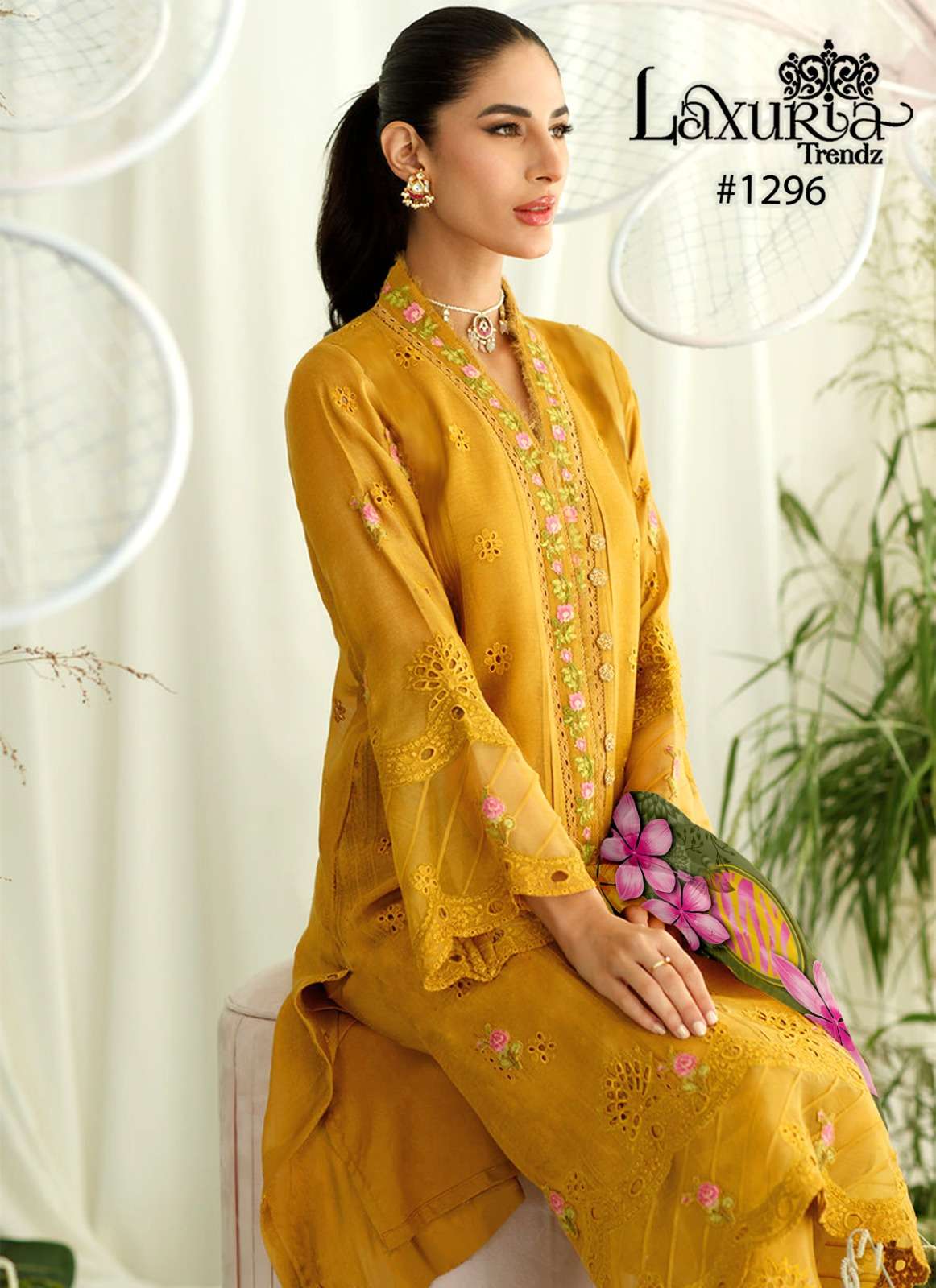 laxuria 1296 fancy stylish designer pakistani kurti with pant and digital print dupatta