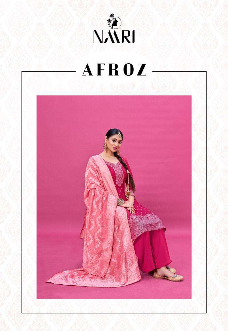 naari present afroz viscose muslin jacquard festive wear salwar kameez material 