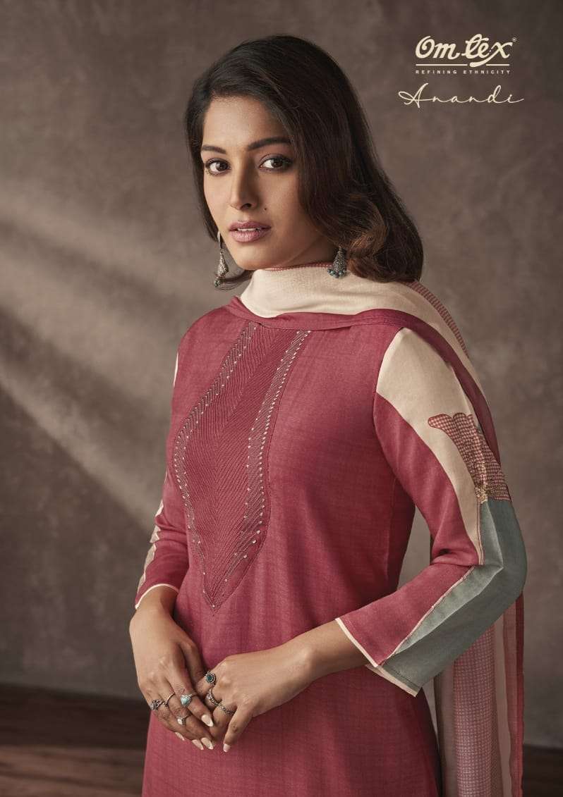 omtex launch anandi adorable digital print with work casual salwar kameez material 