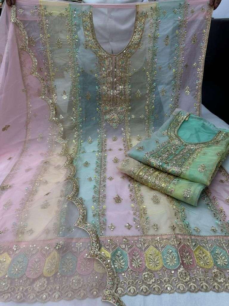 pr organza nasha beautiful designer pakistani salwar suit material