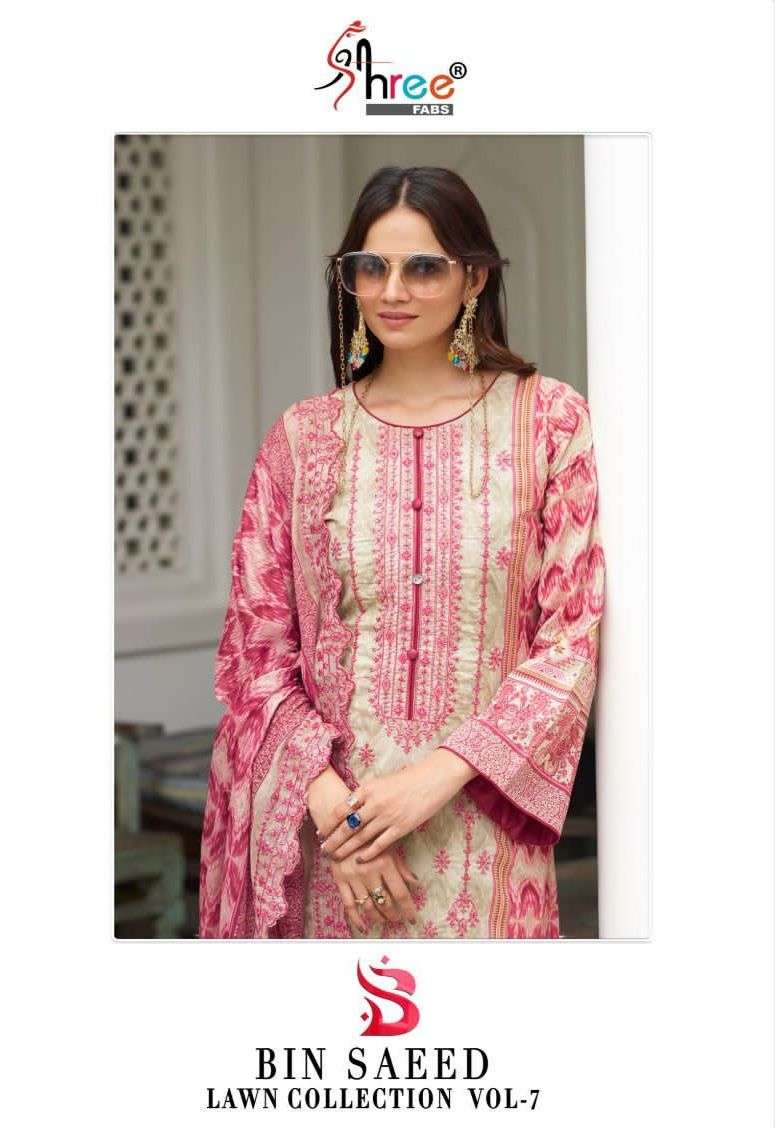 shree fabs bin saeed lawn collection vol 7 adorable pakistani salwar kameez material