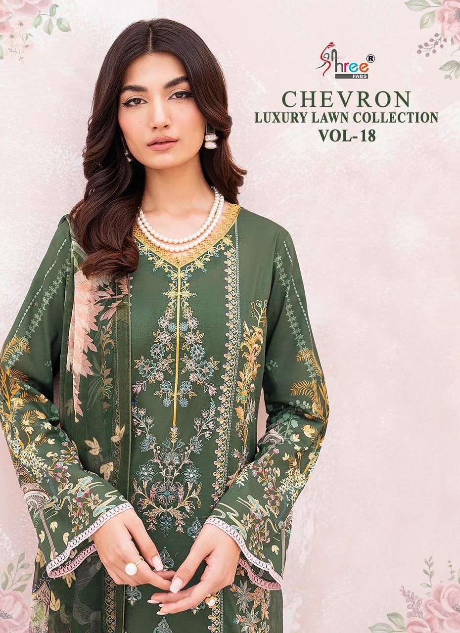 chevron luxury lawn vol 18 by shree fab amazing lawn print pakistani suits collection