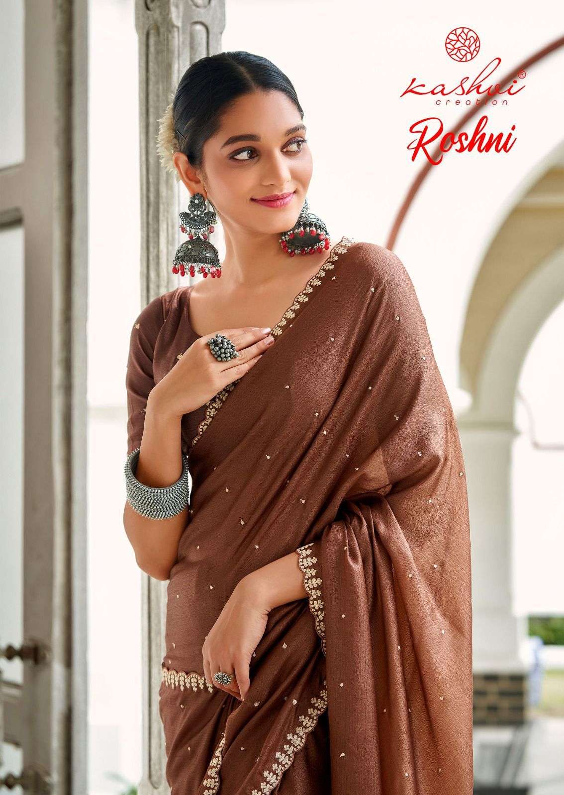 kashvi creation roshni 4159-4166 festive wear fancy embroidery work silk saree supplier