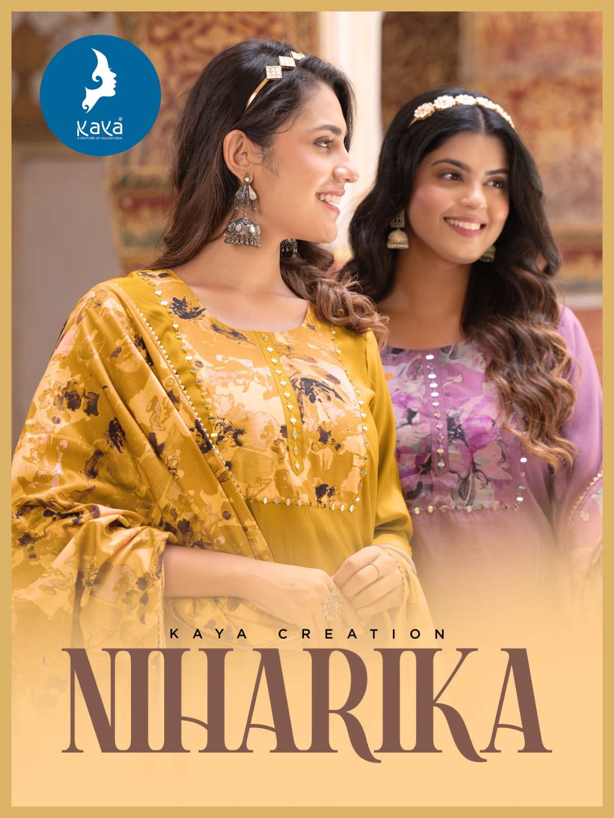 kaya present niharika fancy readymade salwar kameez with digital muslin dupatta supplier