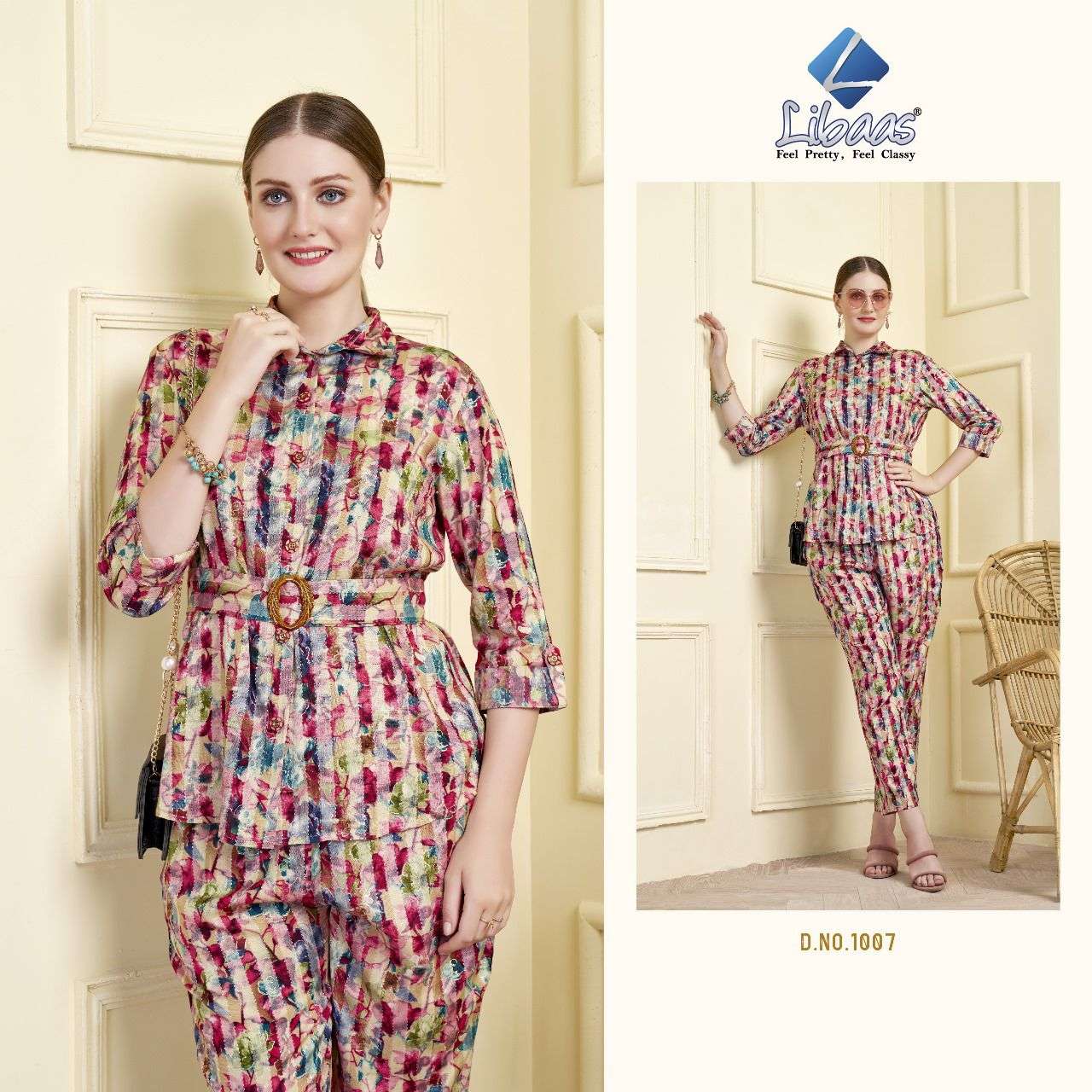 Multicolor Cotton Embroidered Flared Stitched Suit Set, Radhika-Alia-1004