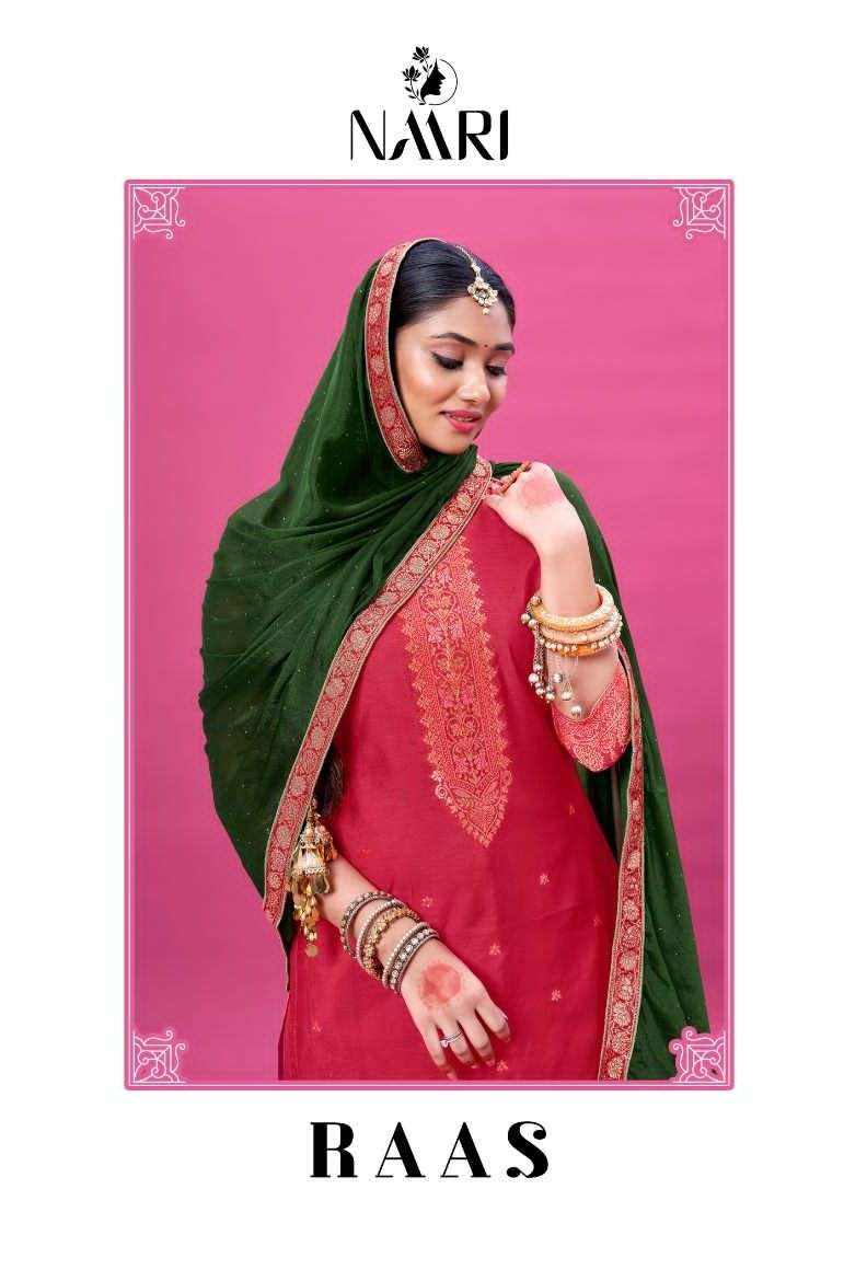 naari present raas fancy jacquard viscose with swarovski work salwar kameez material