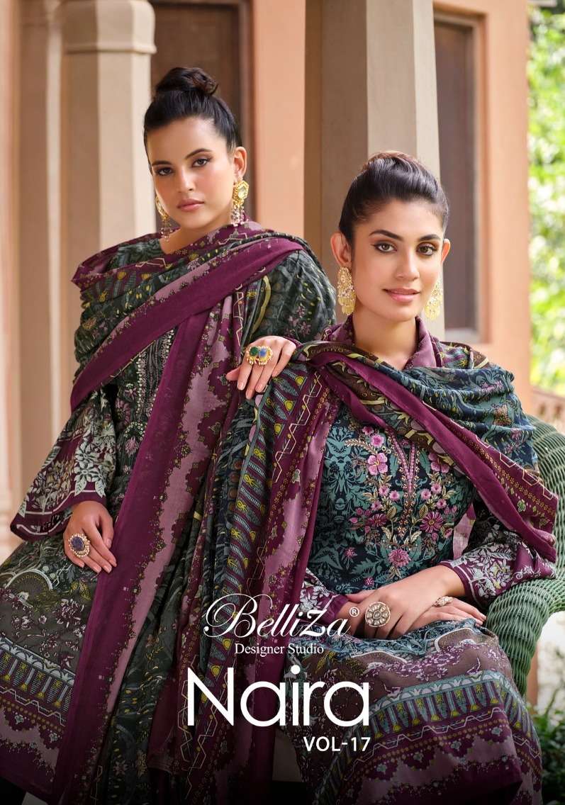 naira vol 17 by belliza designer digital print pakistani cotton ladies suits collection