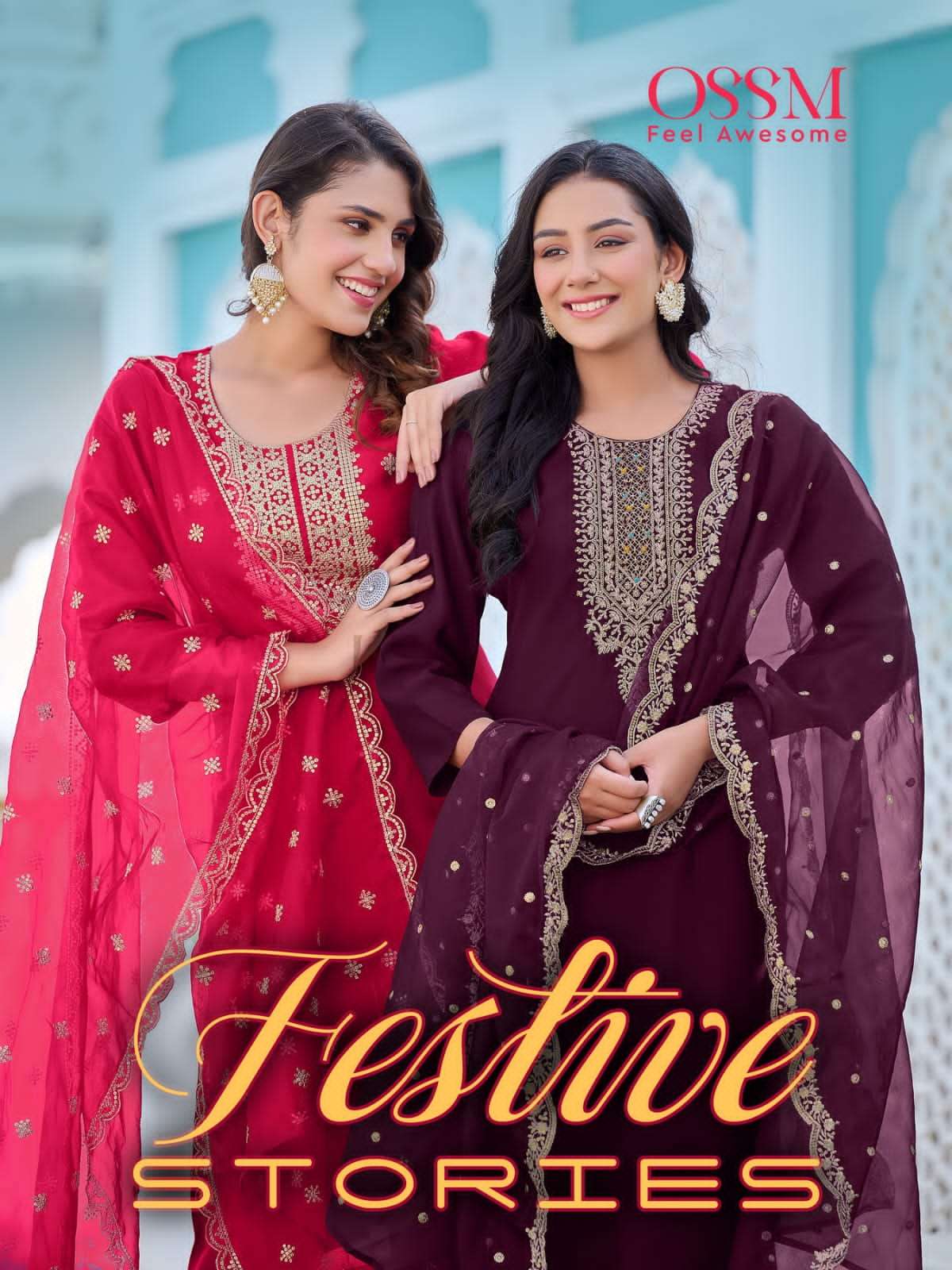 ossm present festive stories readymade fancy 3 pcs suit