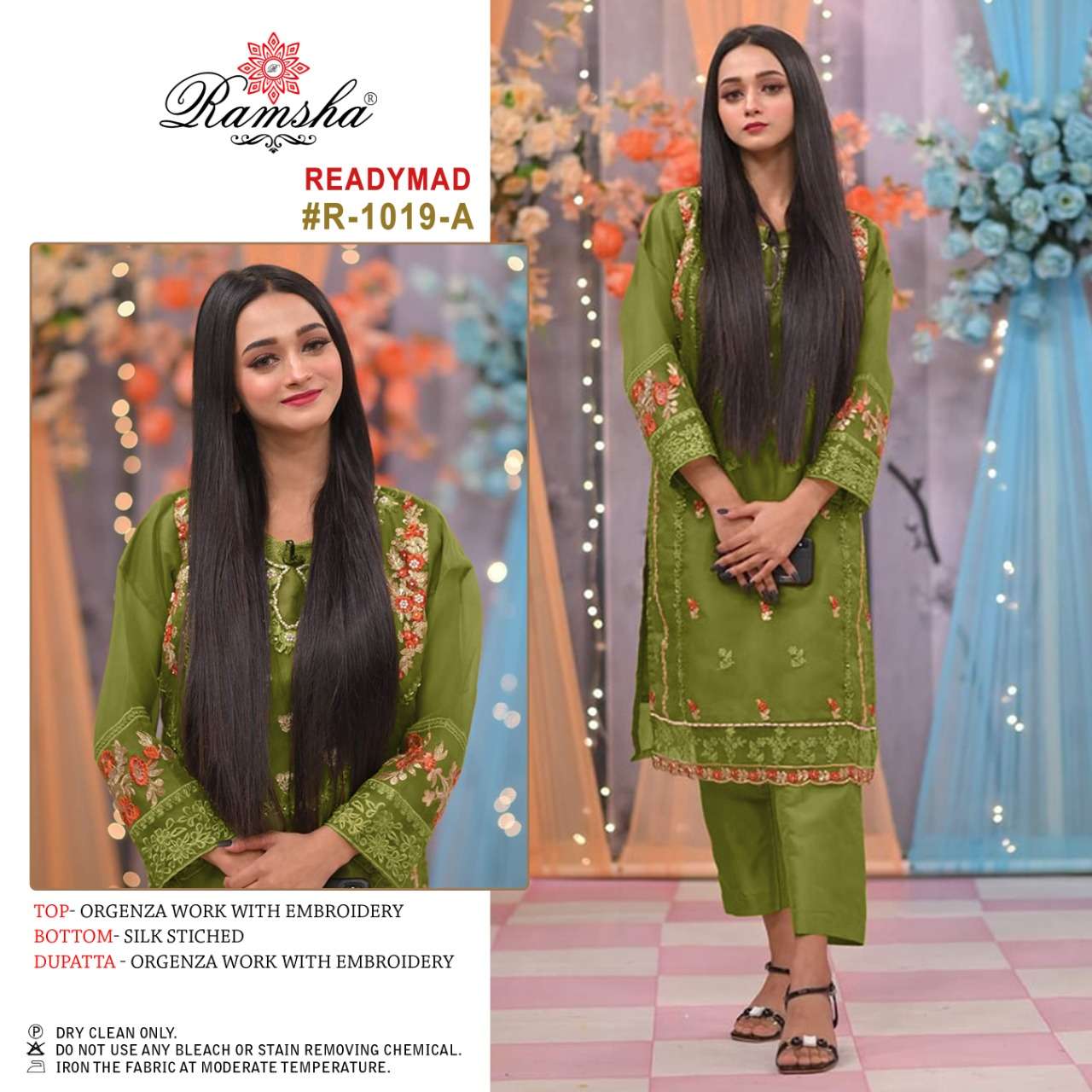 ramsha r 1019 organza embroidery pakistani designer readymade suit