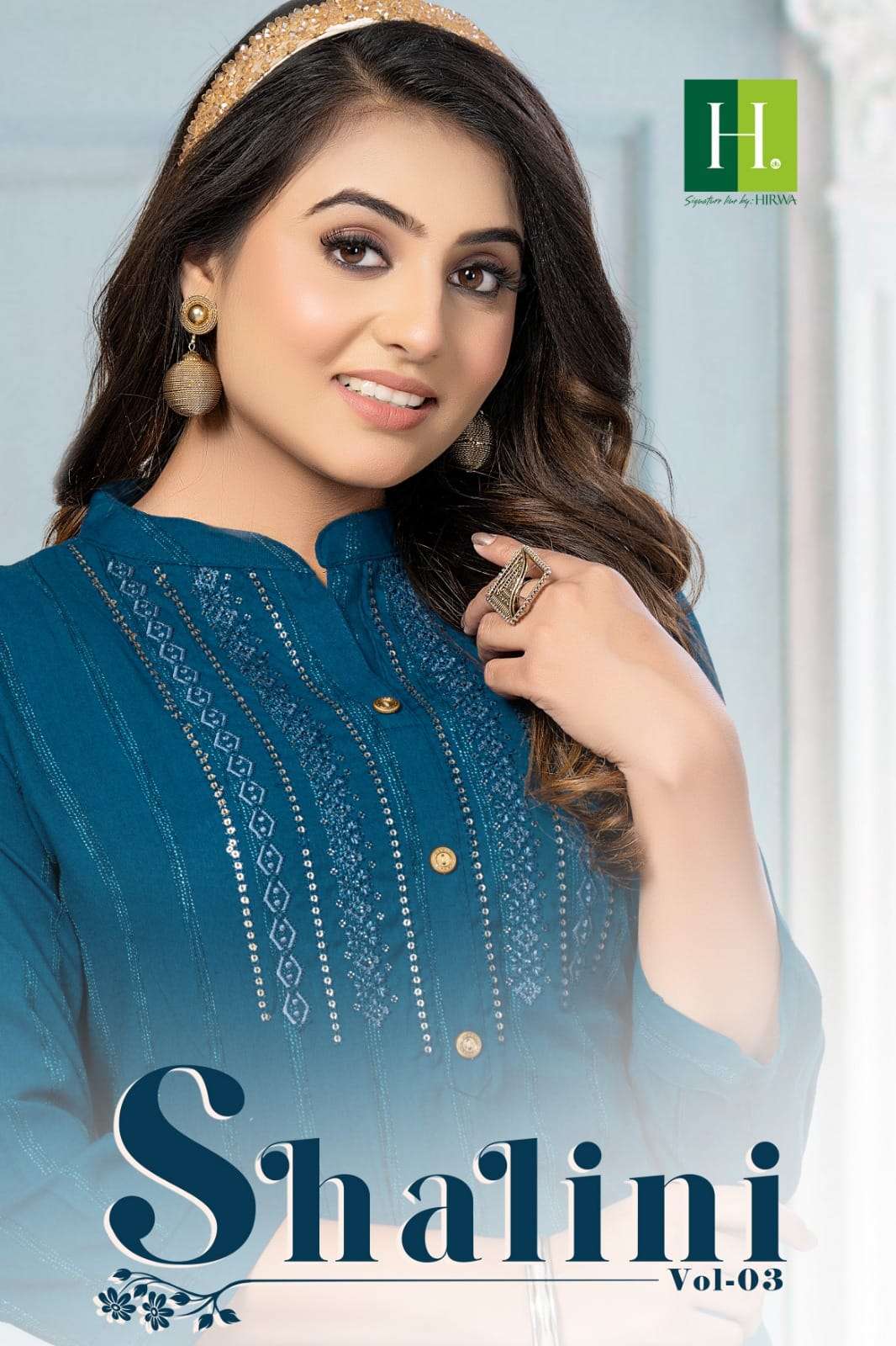 shalini vol 3 by hirwa readymade rayon straight kurti with embroidery work and buttons  