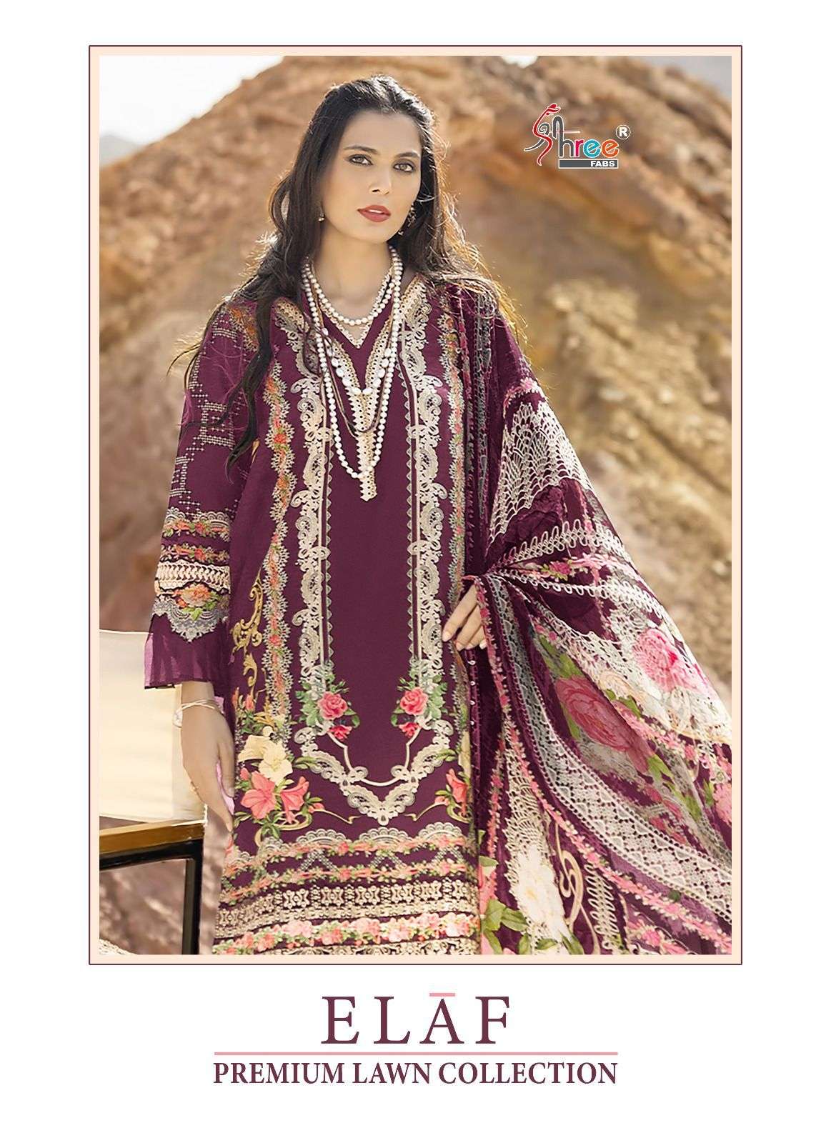 shree fab elaf premium lawn collection exclusive patch work pakistani suits material