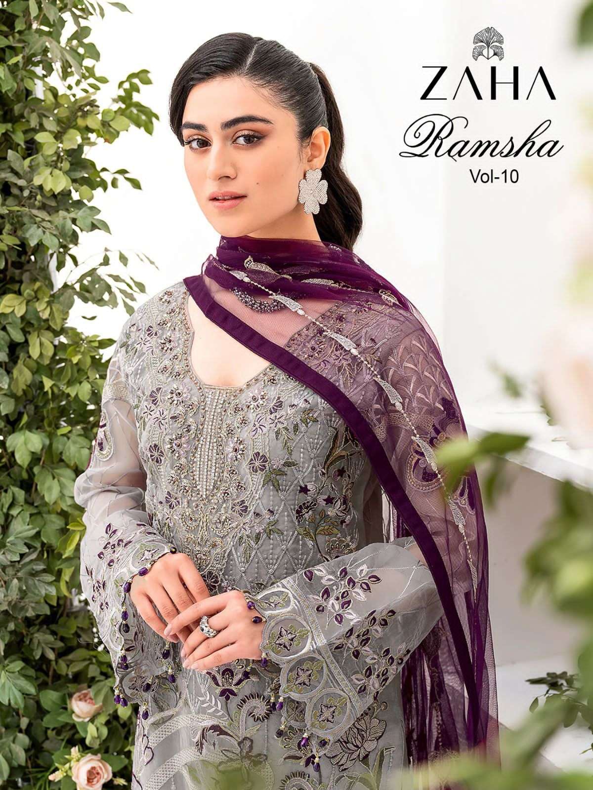 zaha ramsha vol 10 designer embroidered work pakistani salwar kameez collection