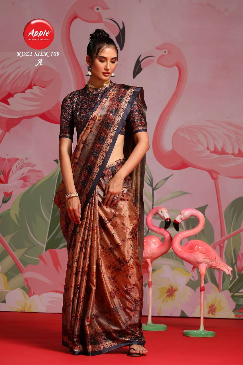 apple kozi silk 109 amazing colour matching sarees