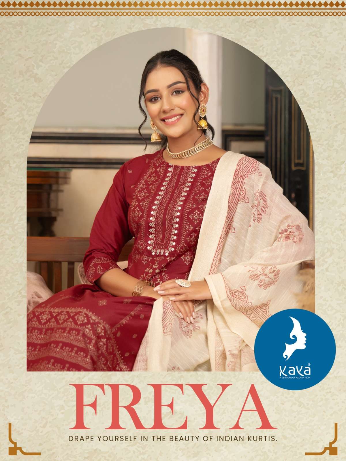 kaya present freya stitch adorable collection kurti bottom with block print dupatta 