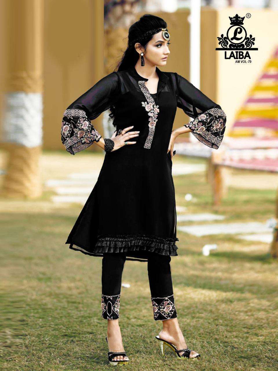 laiba am vol 79 black & white special readymade pakistani kurti and pant 