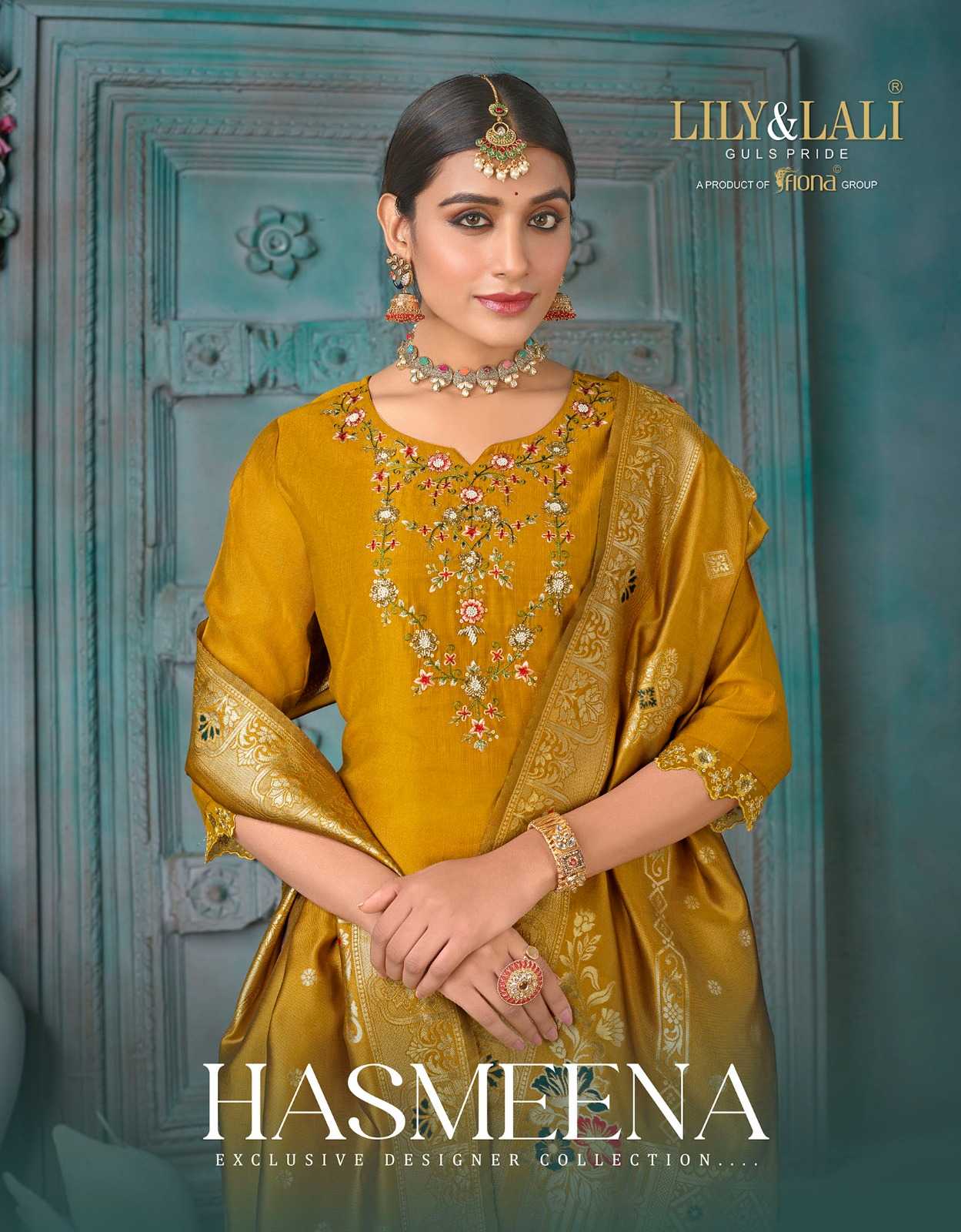 lily and lali present hasmeena occasion wear cut work kurti pant dupatta readymade collection