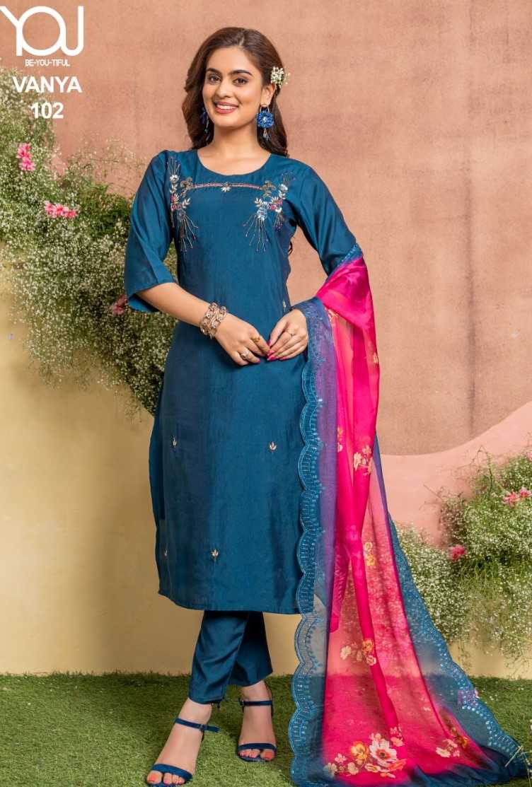 wanna present vanya readymade amazing kurti pant with fancy dupatta combo set