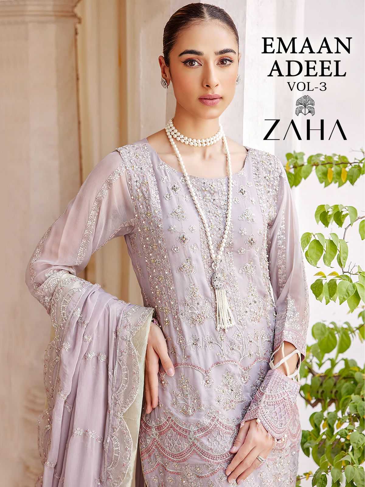 zaha emaan adeel vol 3 designer embroidery pakistani suit material