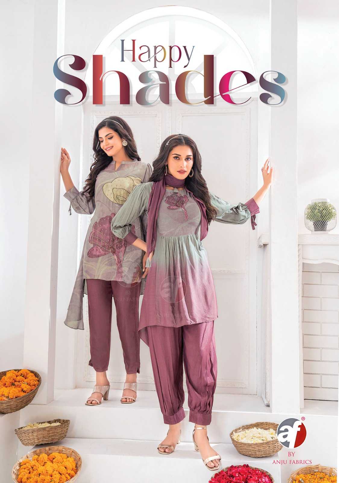 anju fab happy shades designer western wear afghani stylish top bottom dupatta 