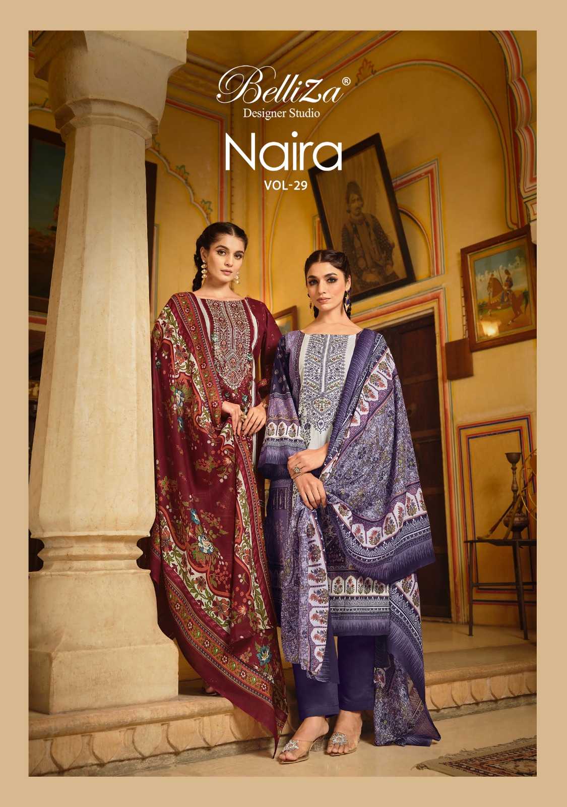 belliza designer naira vol 29 pakistani printed cotton casual dress material