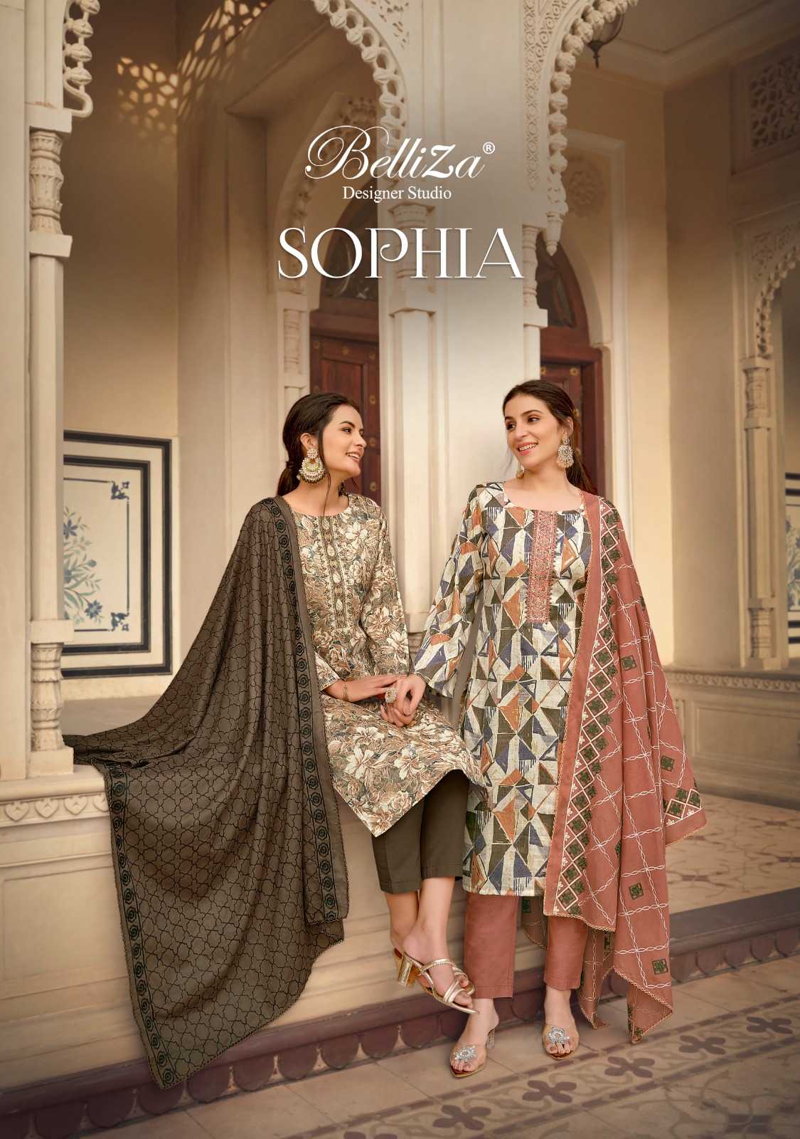 belliza designer sophia cotton digital print dress material