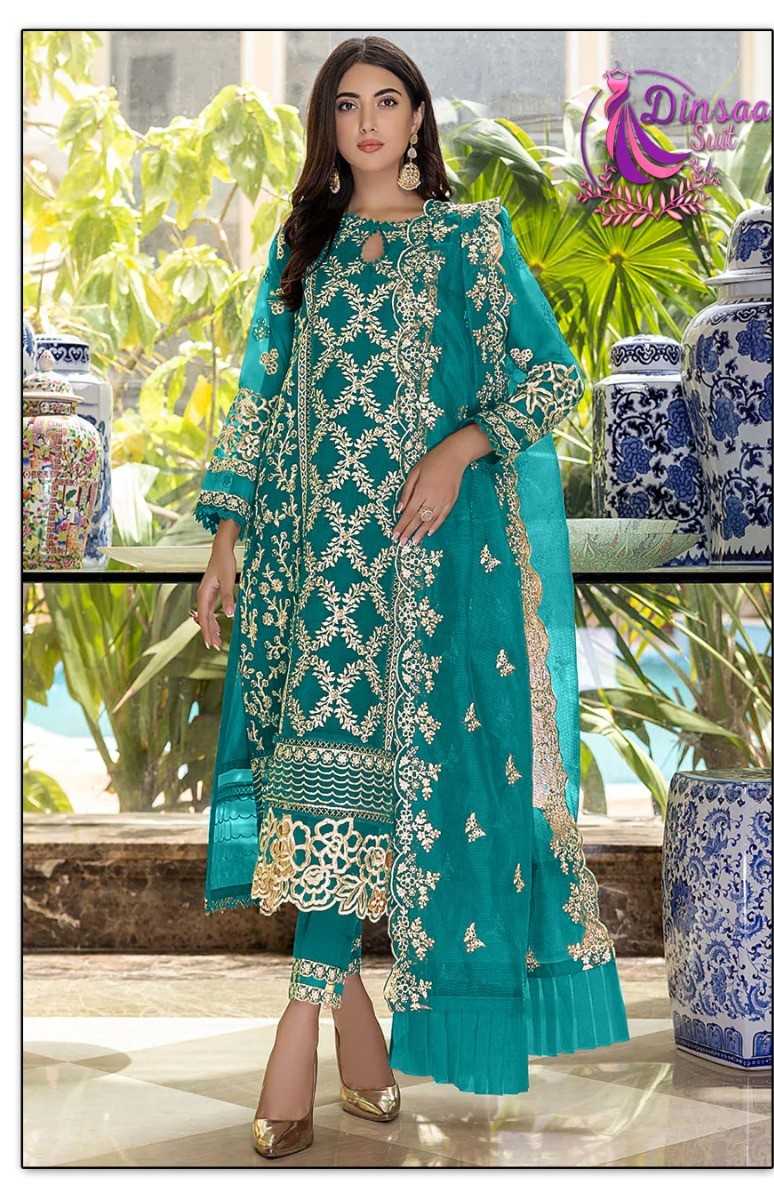 dinsaa 147 f pakistani unstitch suit single design 