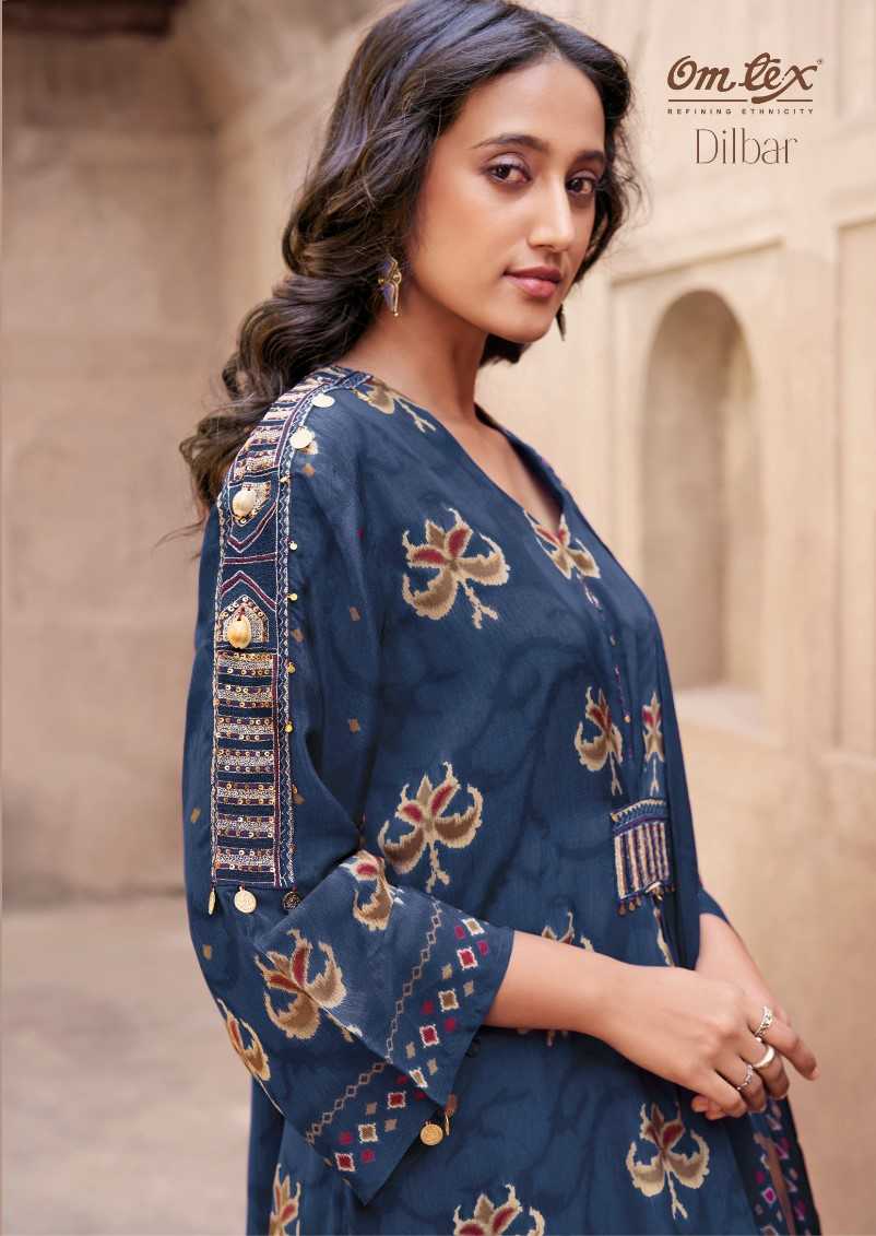 omtex dilbar amazing collection digital print handwork dress material