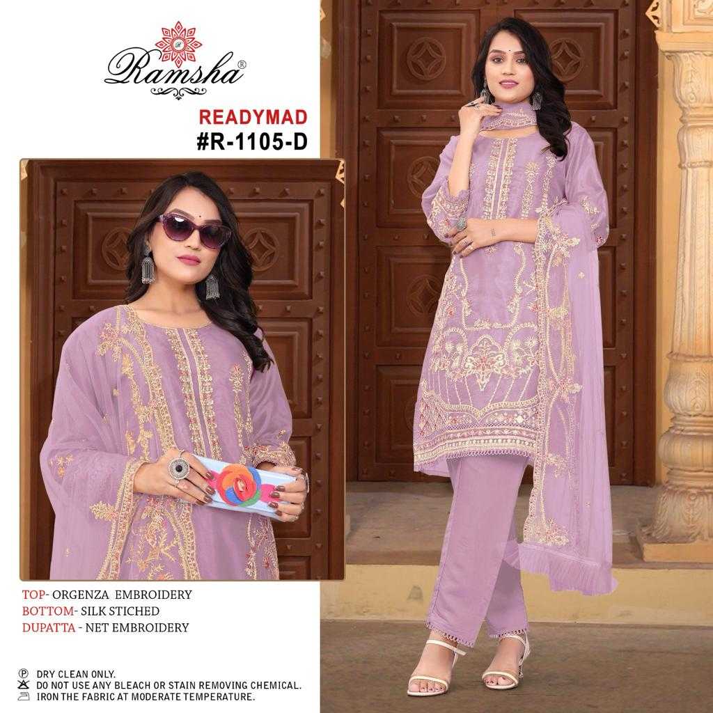 ramsha 1105 pakistani designer embroidery kurti bottom dupatta readymade collection