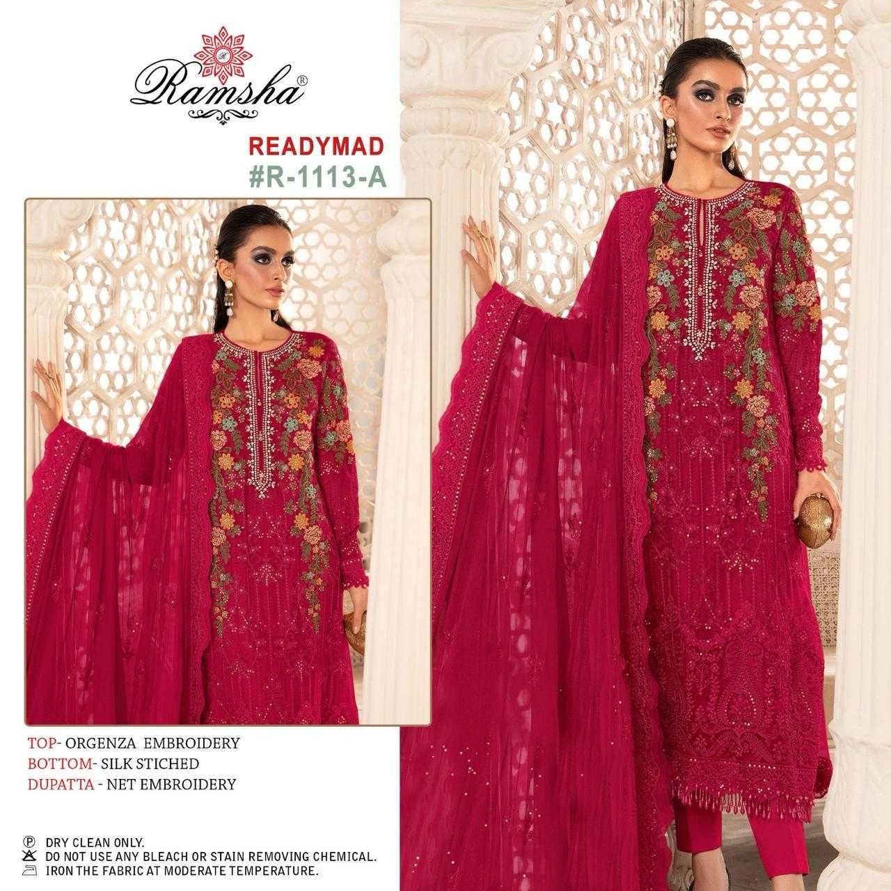 ramsha 1113 pakistani designer organza embroidery readymade kurti pant dupatta