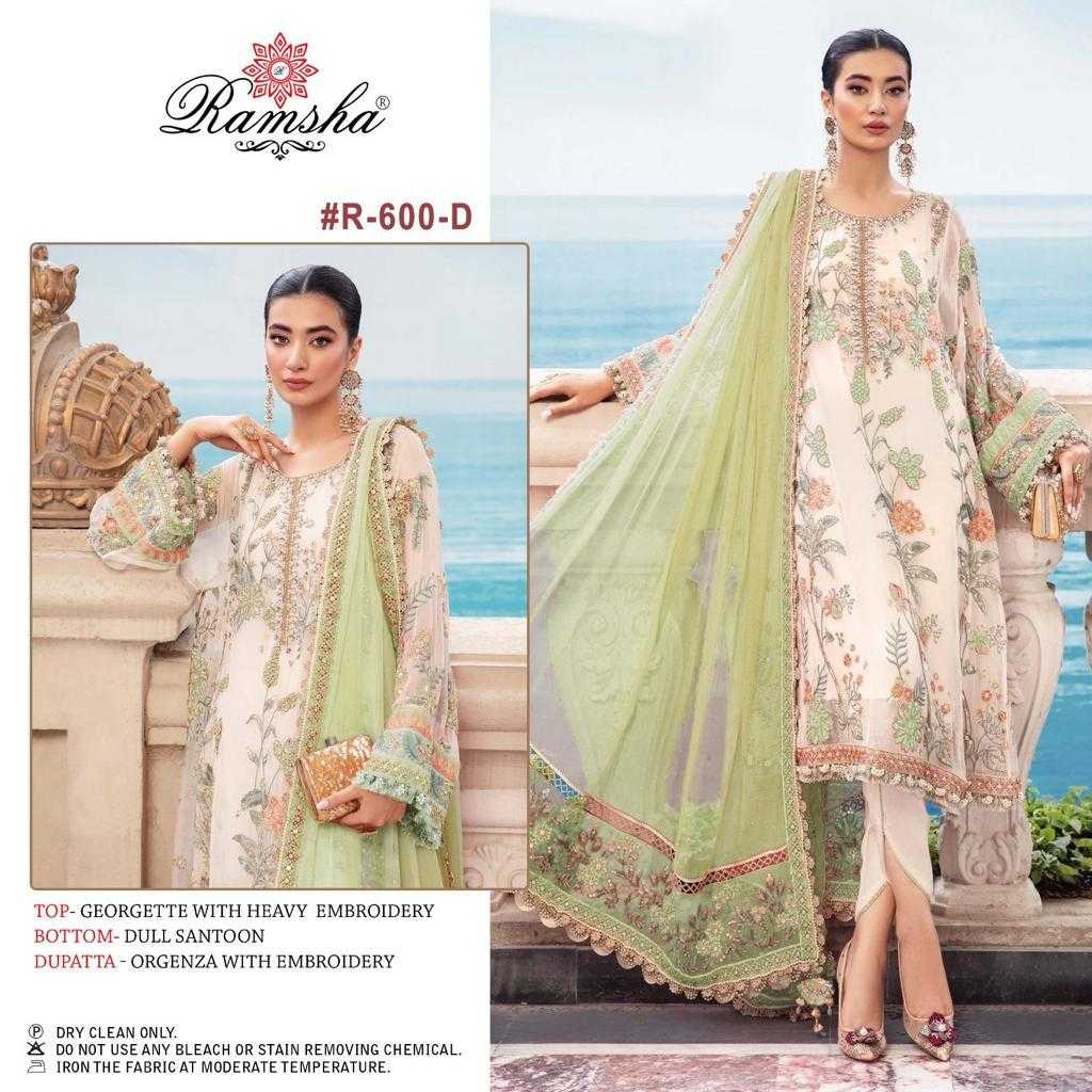 ramsha 600 nx abcd pakistani designer georgette embroidery dress material