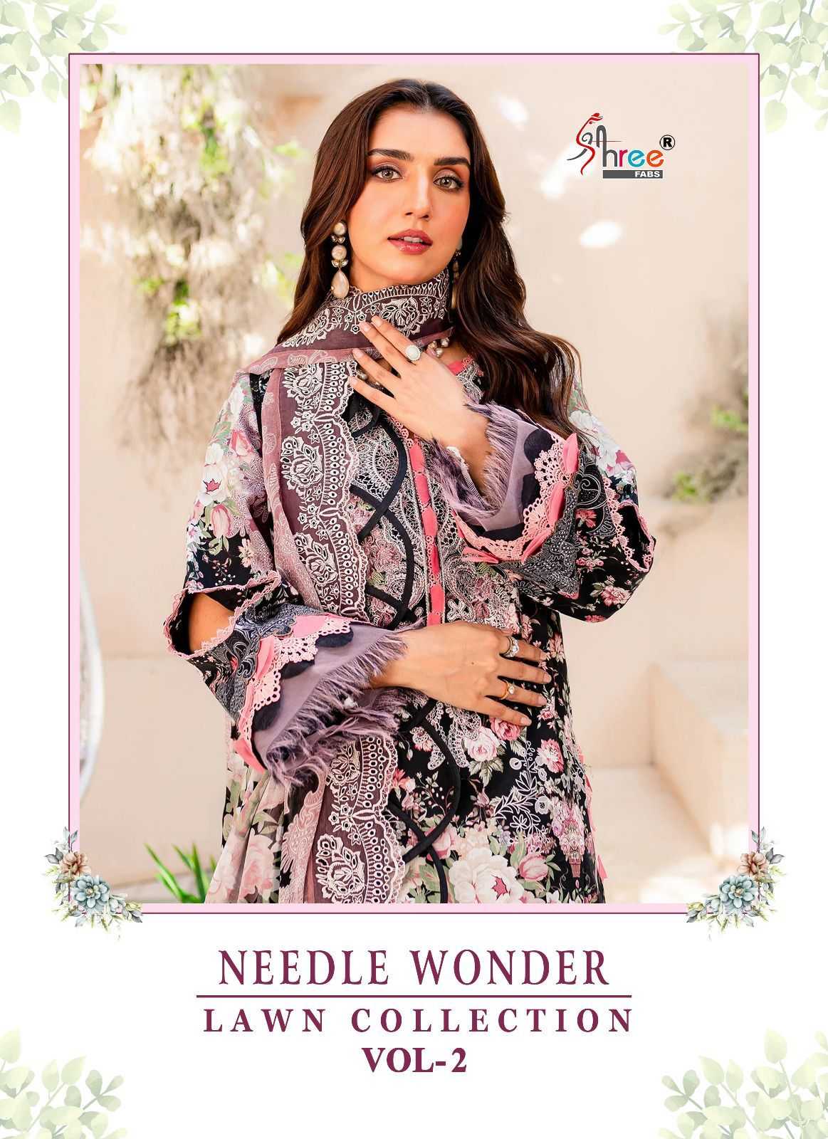 shree fab needle wonder vol 2 pakistani unstitch lawn collection suits