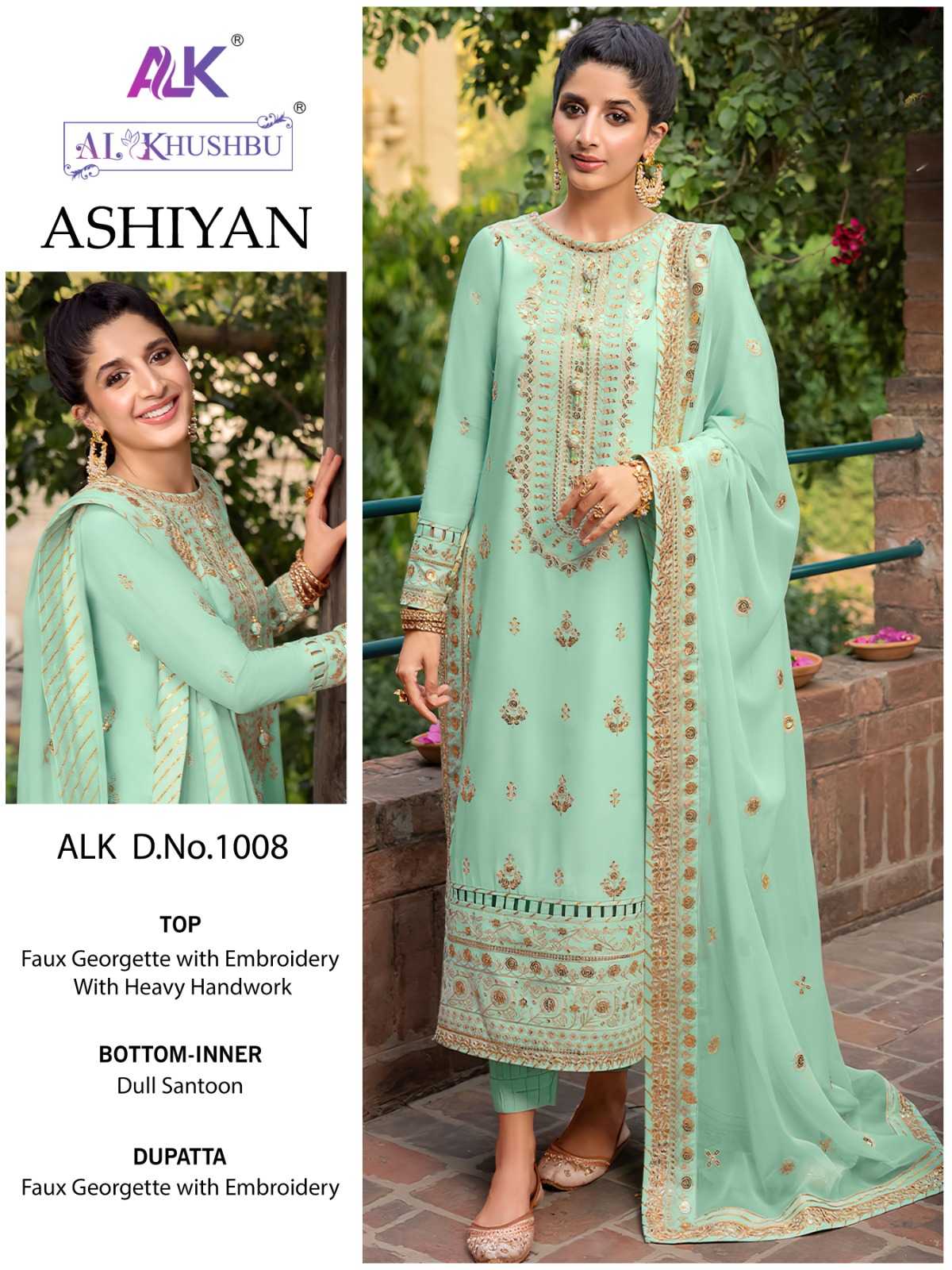 al khushbu ashiyan 1008 pakistani embroidery unstitch salwar kameez single design