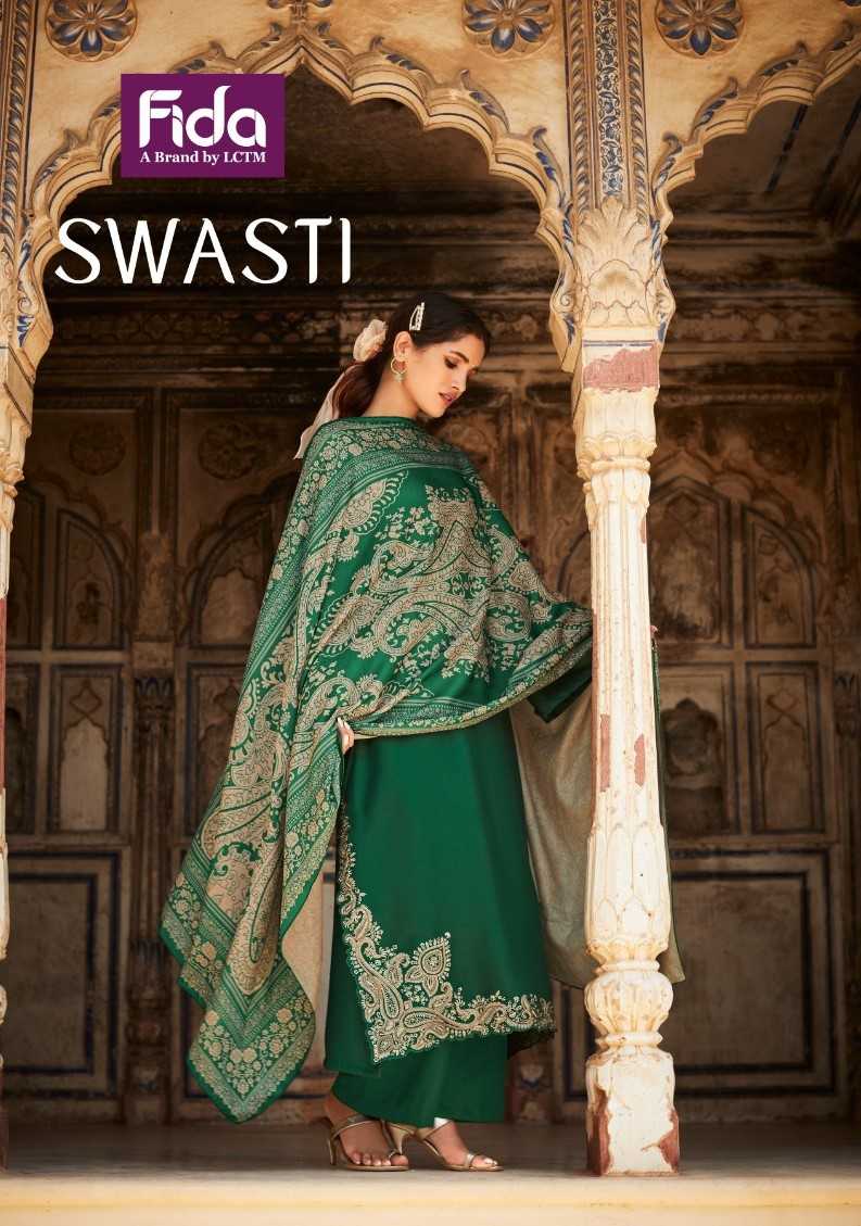 fida swasti designer cotton satin embroidery dress material