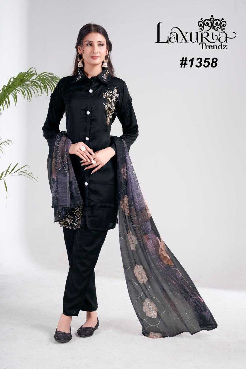 laxuria 1358 fullstitch pakistani designer handwork kurti pant with digital print dupatta