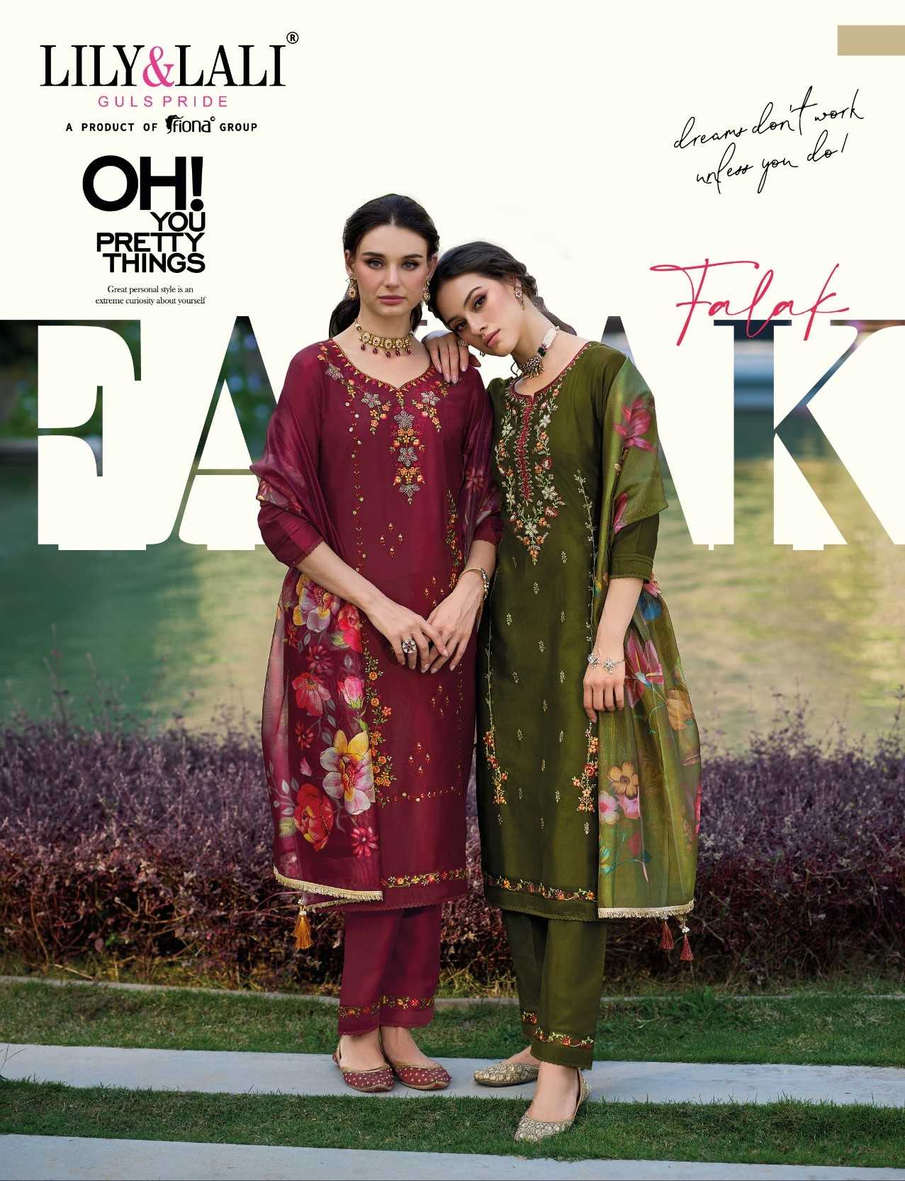 lily and lali falak readymade exclusive designer handwork silk kurti pant dupatta