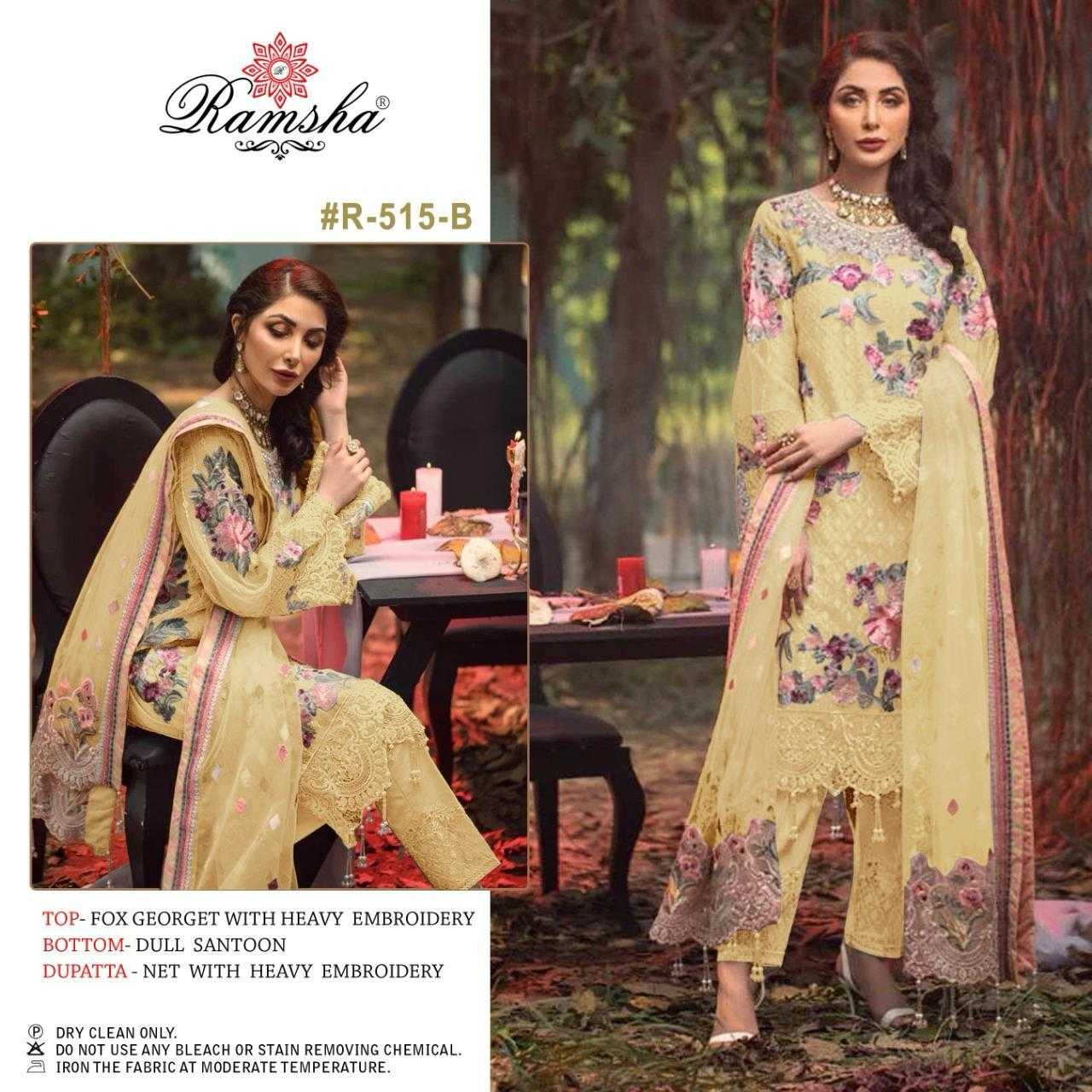 ramsha 515 designer pakistani embroidery work dress material